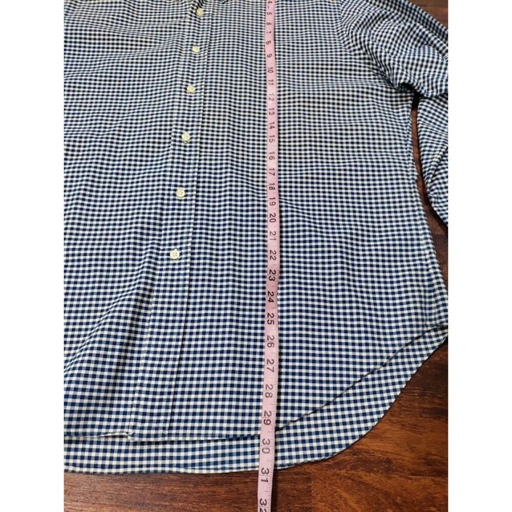 Ralph Lauren Cotton Gingham Classic Fit Button-Down Shirt Blue/White Mens Size L - Picture 9 of 11